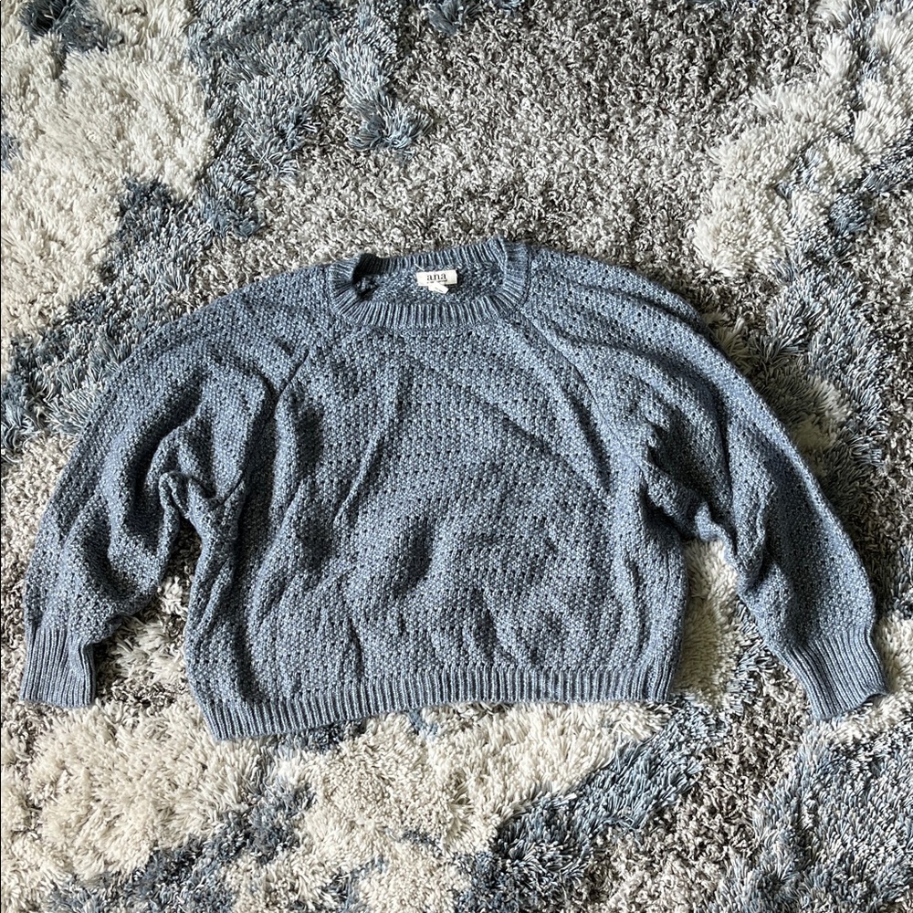 a.n.a Textured Blue Crew Neck Sweater